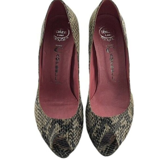 Jeffrey Campbell Snake Print Peep Toe Heels Size 7.5 - Picture 9 of 9